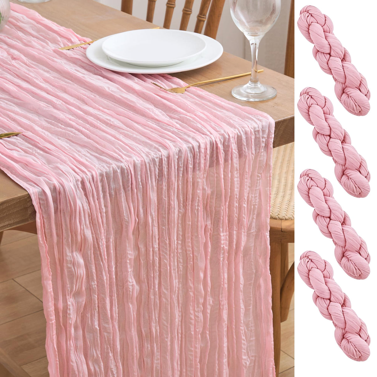 Asee'm Emerald Green Cheesecloth Table Runner Christmas Fall Rustic 10FT