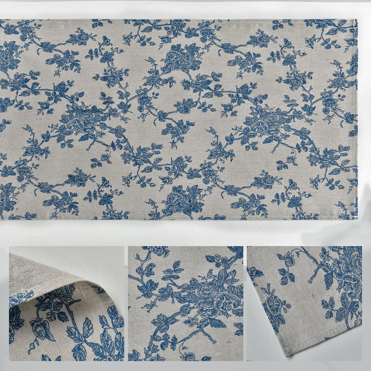 Artoid Mode Dark Grey 13x120 Inch Chinoiserie Table Runner