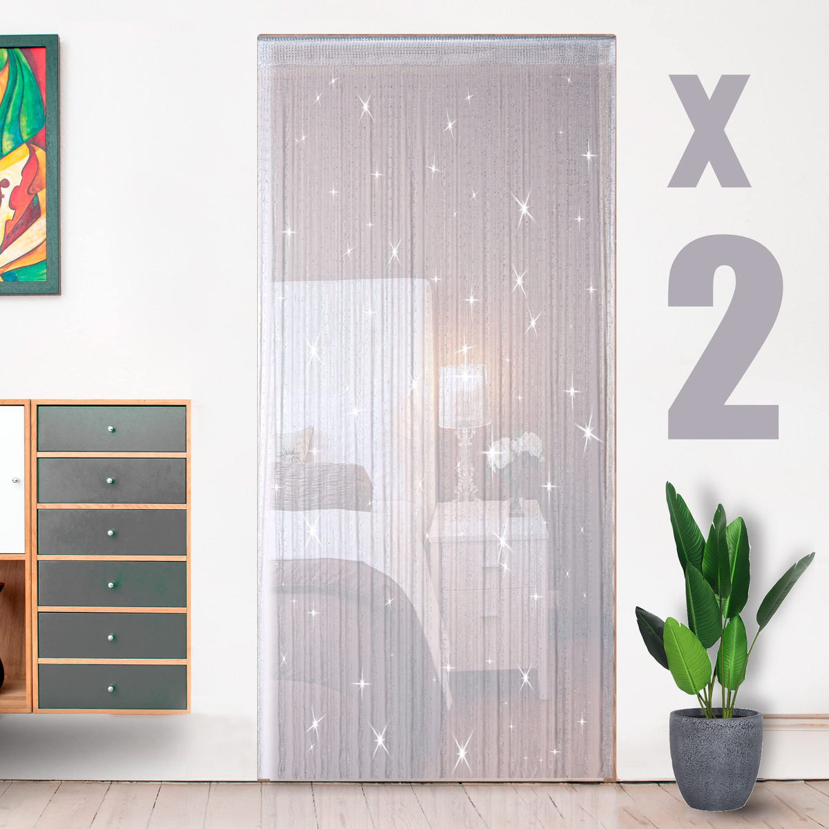Hysenm 2 Pack Door String Curtains Hippie Decor Closet Beaded Curtains