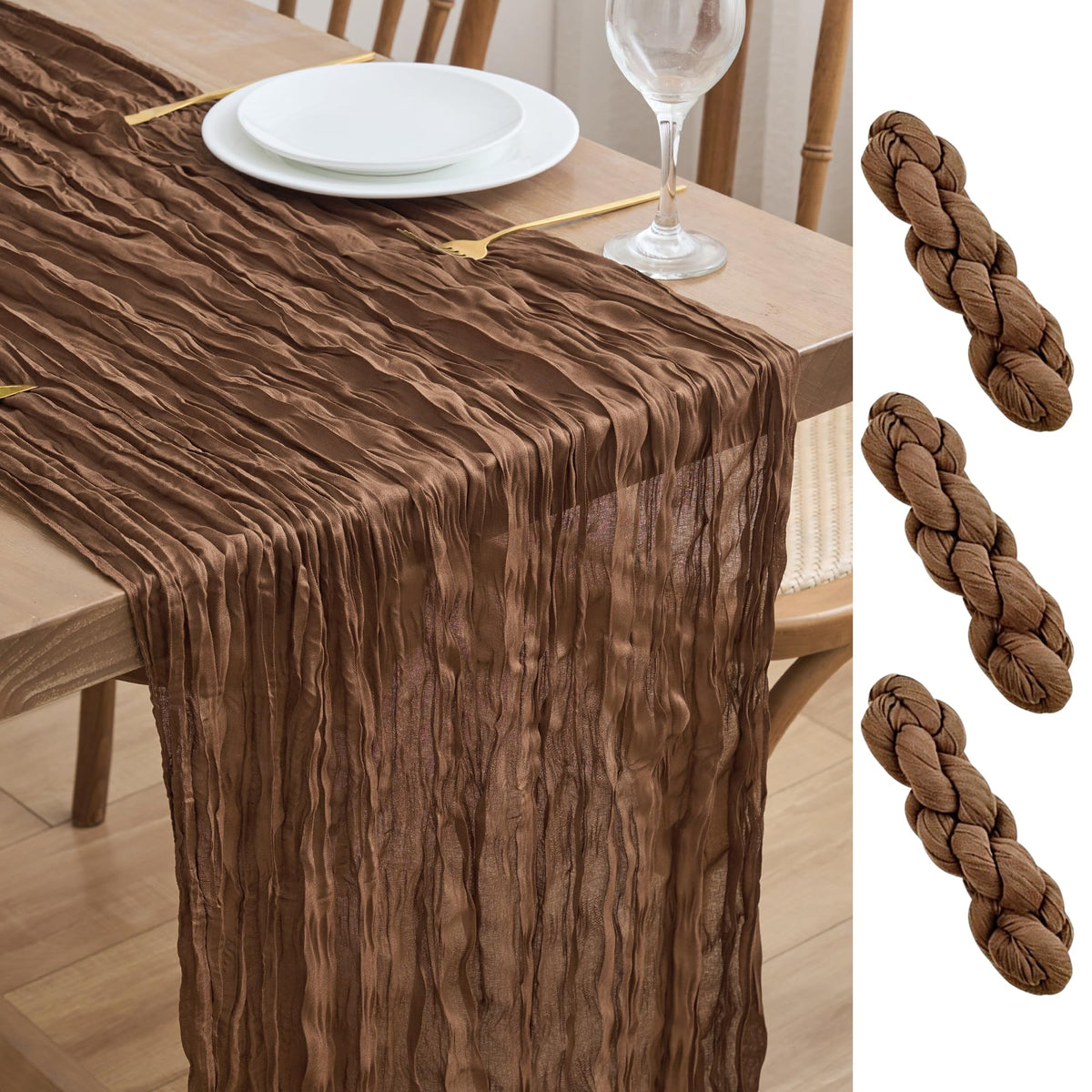 Asee'm Emerald Green Cheesecloth Table Runner Christmas Fall Rustic 10FT