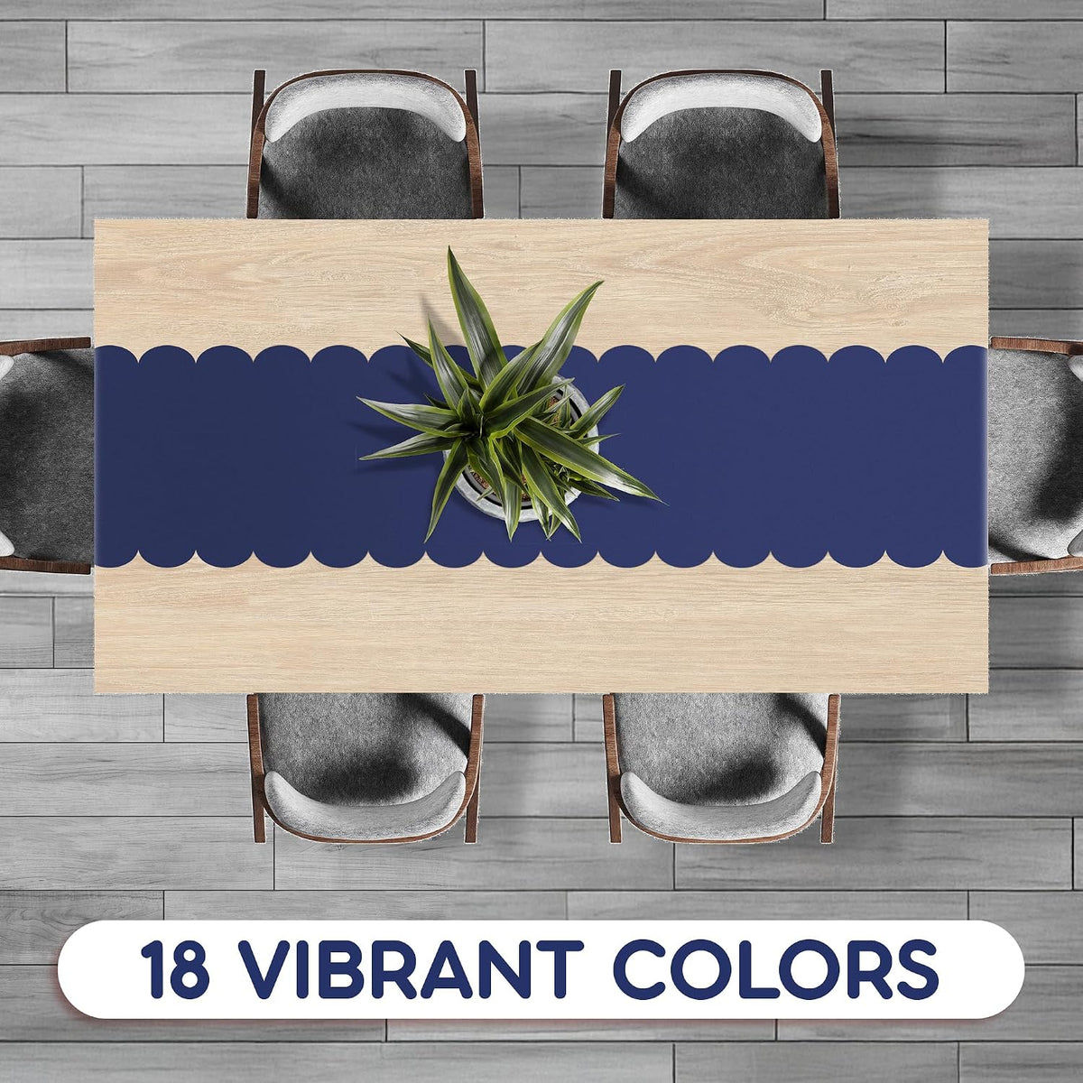 Navy Blue Scallop Table Runner, Disposable Plastic, 5 Pack, 14x108in