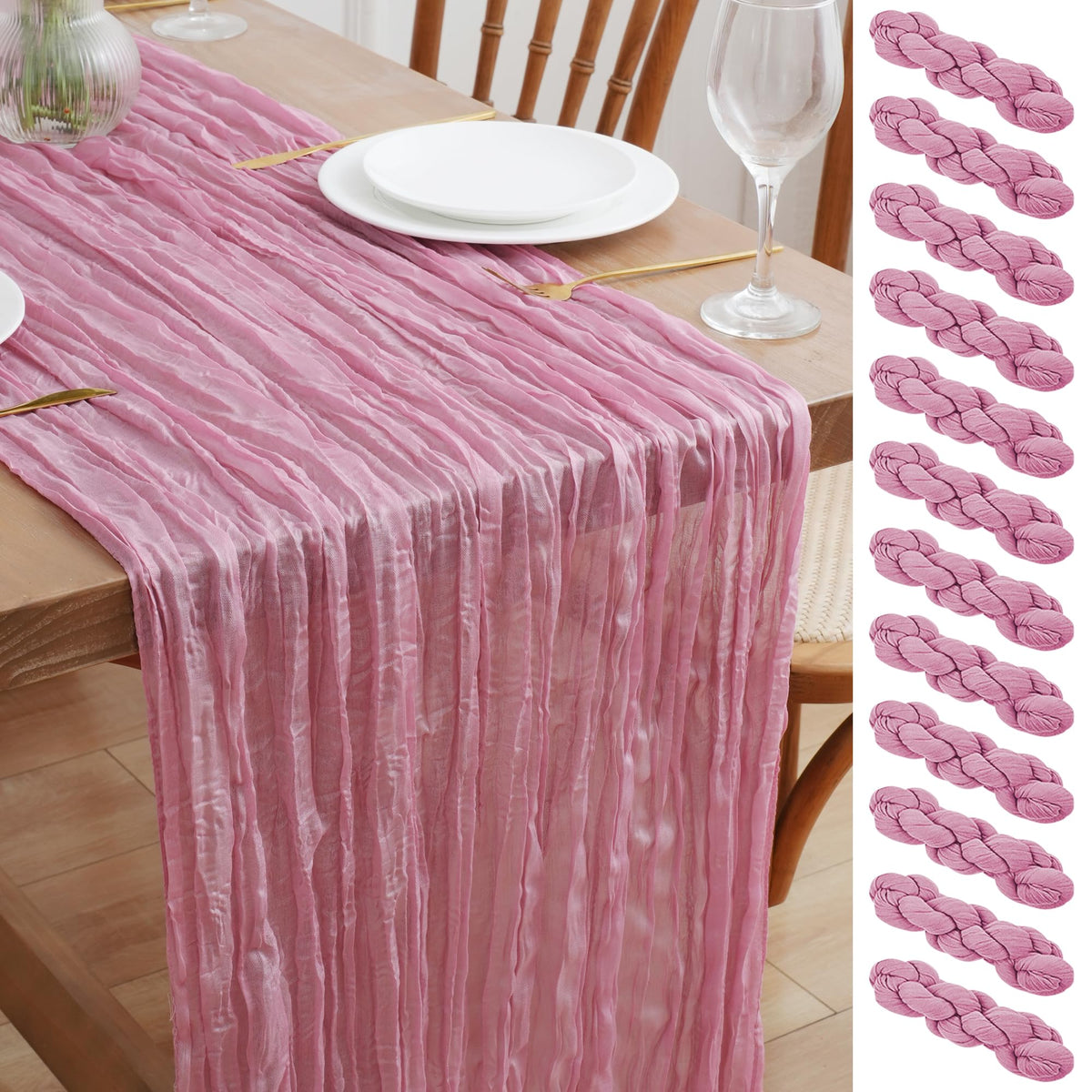 Asee'm Emerald Green Cheesecloth Table Runner Christmas Fall Rustic 10FT