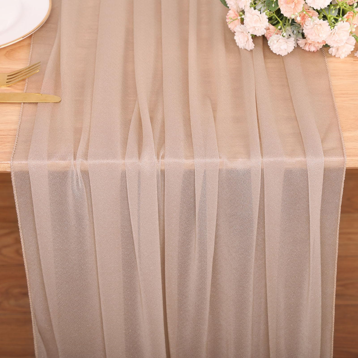 10FT White Chiffon Table Runner 30x120 Inches Romantic Sheer Table Runner Boho forBridal Shower Decorations Wedding Birthday Party Outdoor Decor