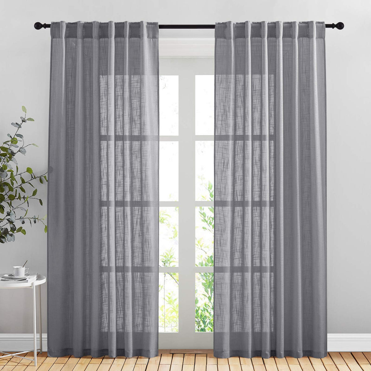 NICETOWN Natural Linen Curtains 70 Inches Length, 2 Panels, W37 x L70