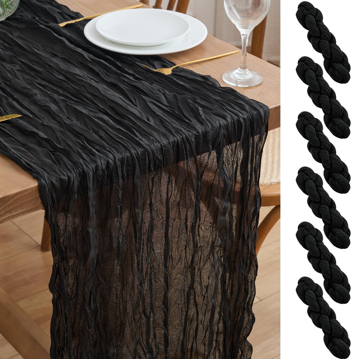 Asee'm Emerald Green Cheesecloth Table Runner Christmas Fall Rustic 10FT
