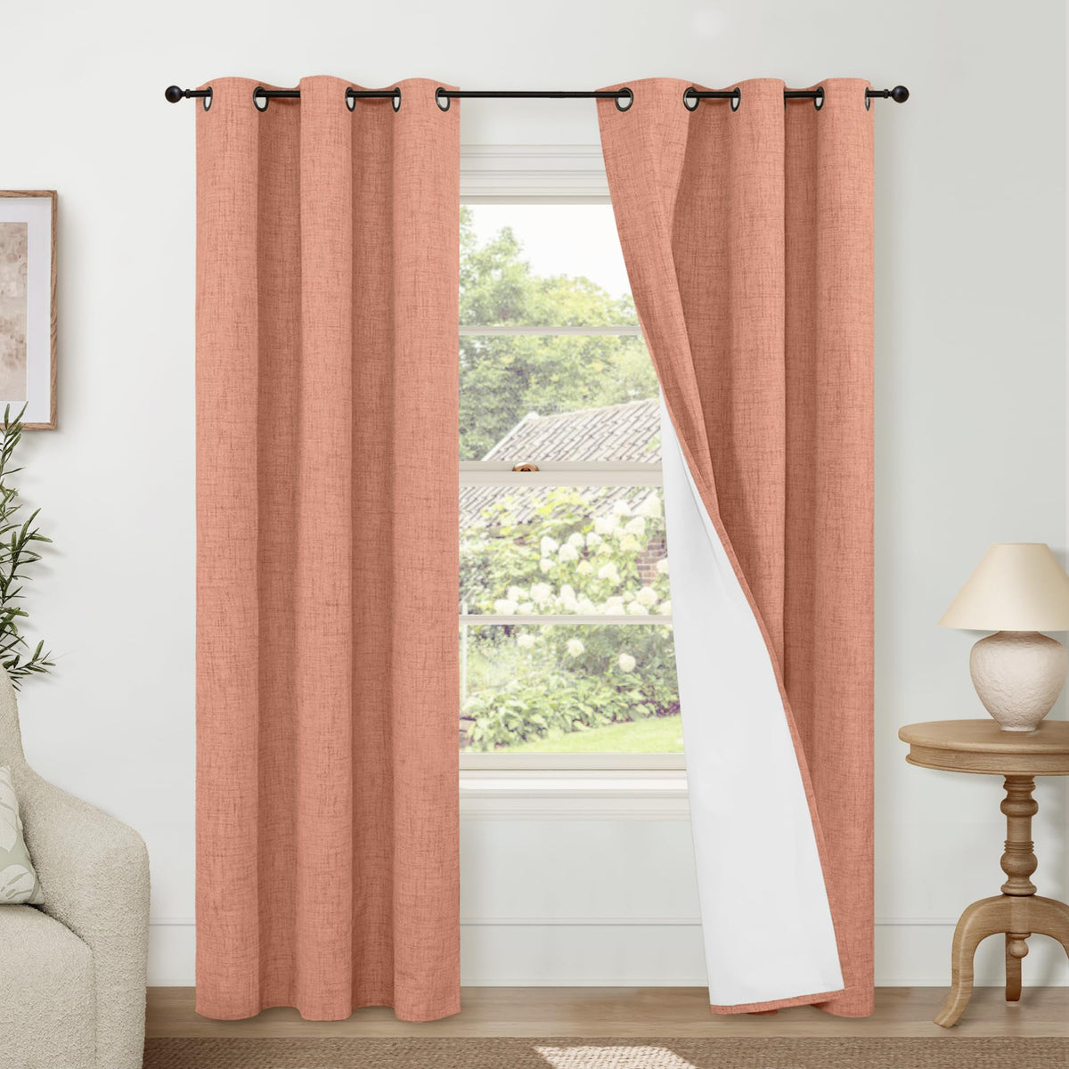 Lajode Natural Linen Blackout Curtains for Bedroom - 52x84 Inch 2 Panels