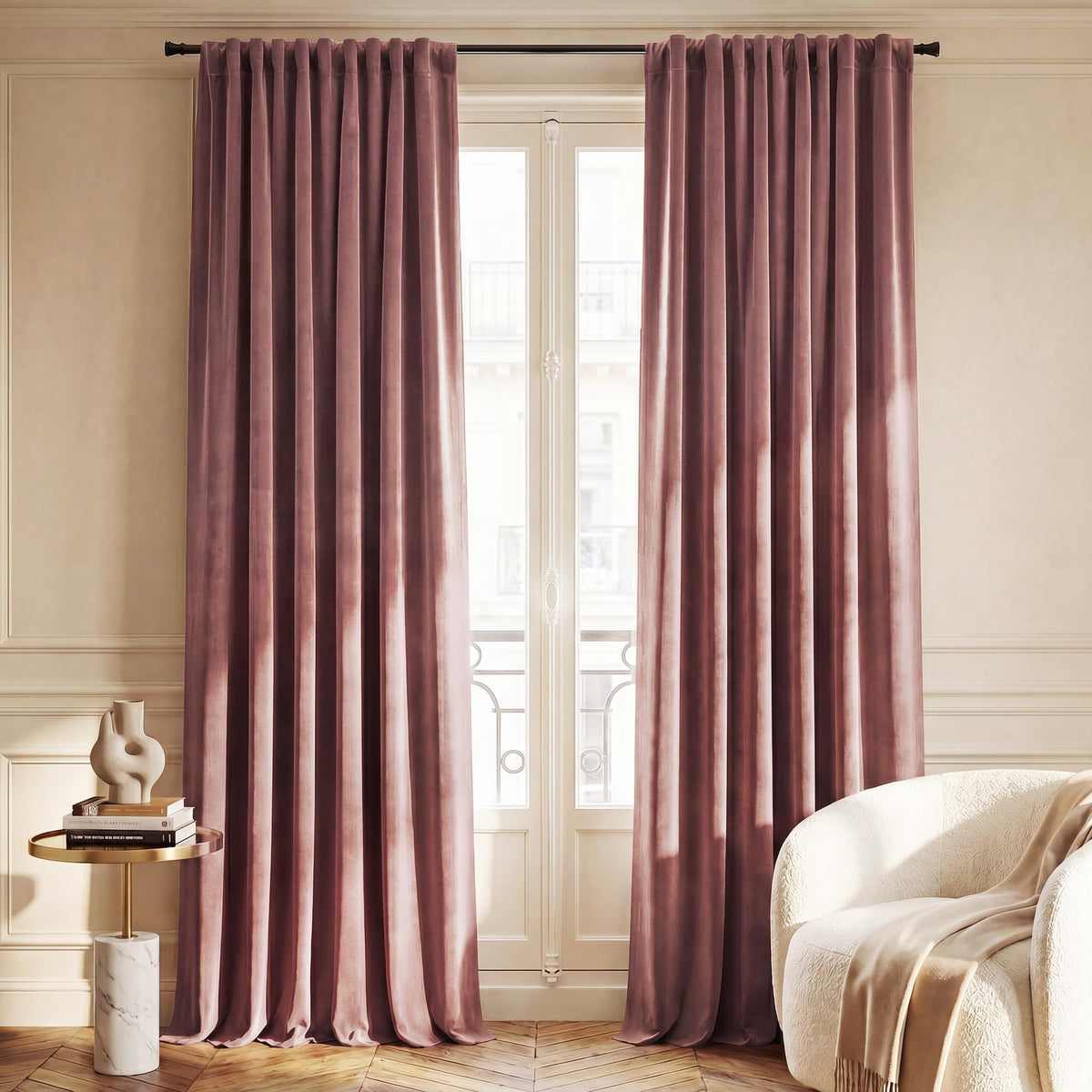 NICETOWN Christmas Blackout Olive Green Velvet Curtains, W52xL84, 2 Panels