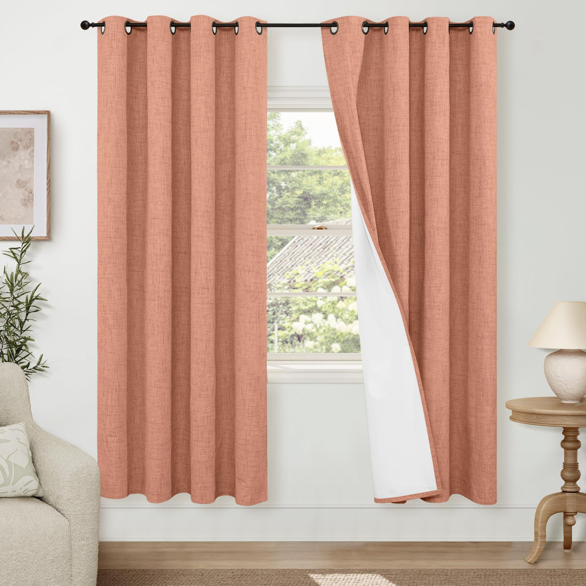 Lajode Natural Linen Blackout Curtains for Bedroom - 52x84 Inch 2 Panels