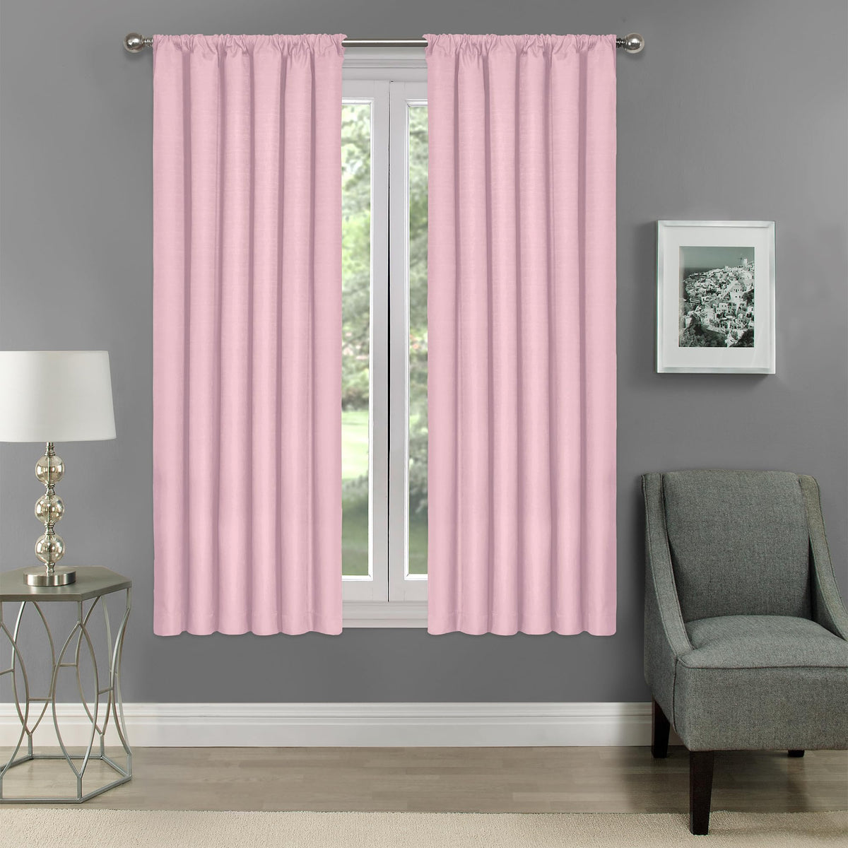 ECLIPSE Kendall Modern Blackout Thermal Rod Pocket Window Curtain for Bedroom or Living Room (1 Panel), 42 X 84, White