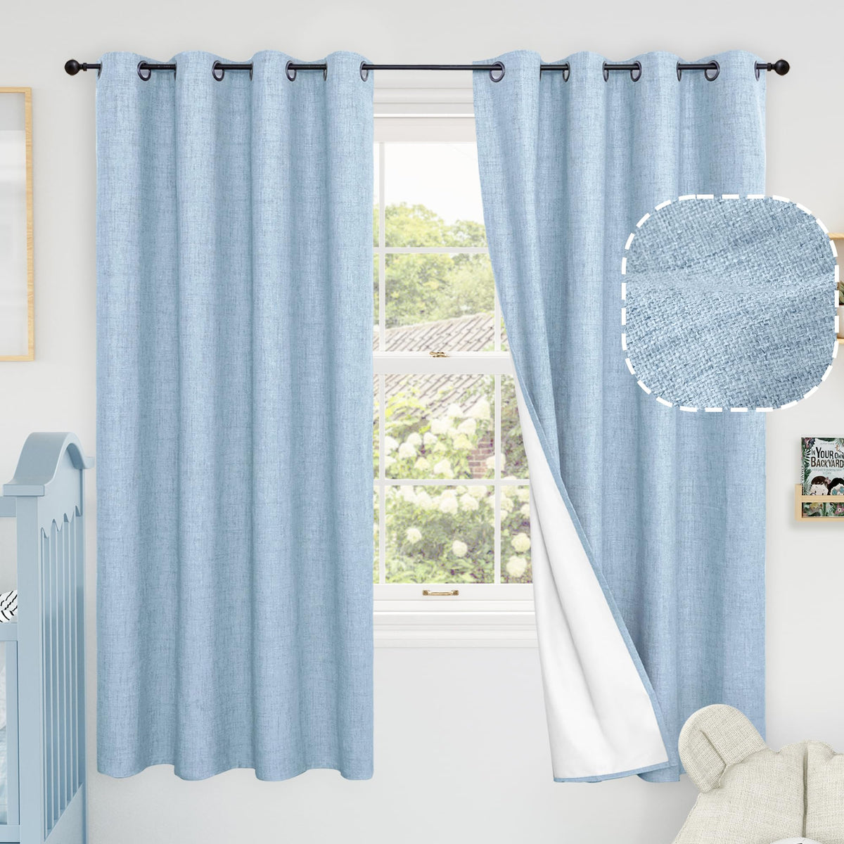 Lajode Natural Linen Blackout Curtains for Bedroom - 52x84 Inch 2 Panels