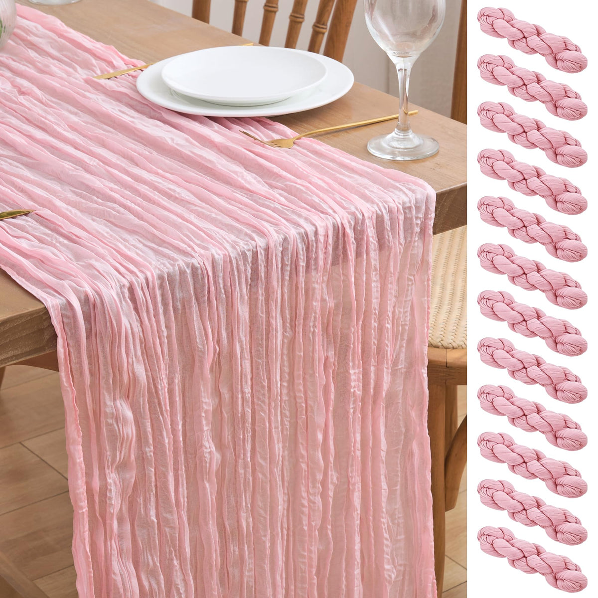 Asee'm Emerald Green Cheesecloth Table Runner Christmas Fall Rustic 10FT