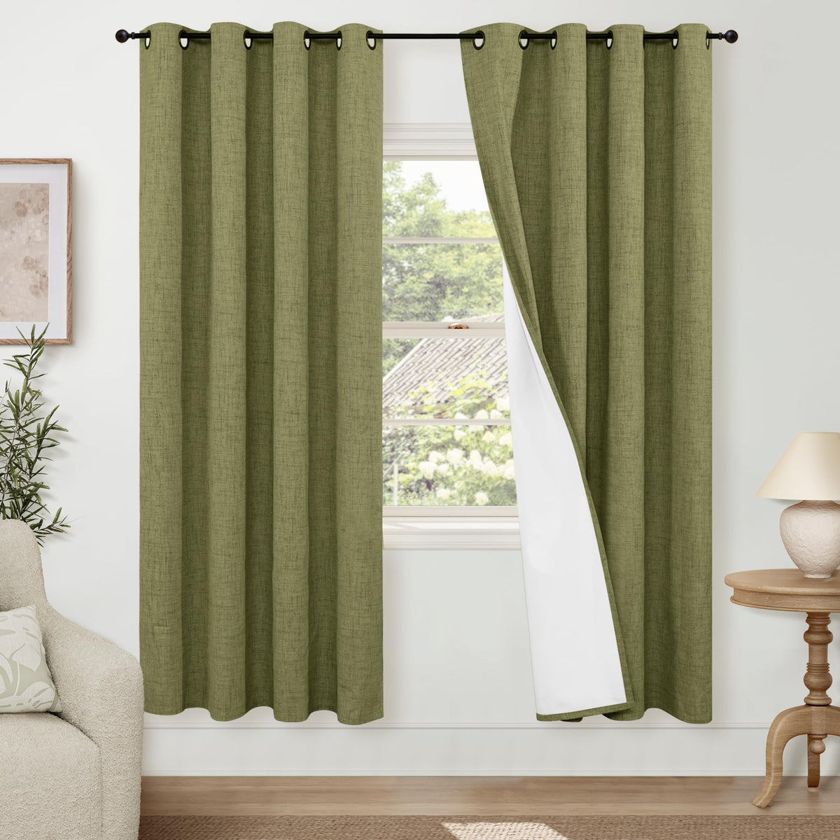 Lajode Natural Linen Blackout Curtains for Bedroom - 52x84 Inch 2 Panels