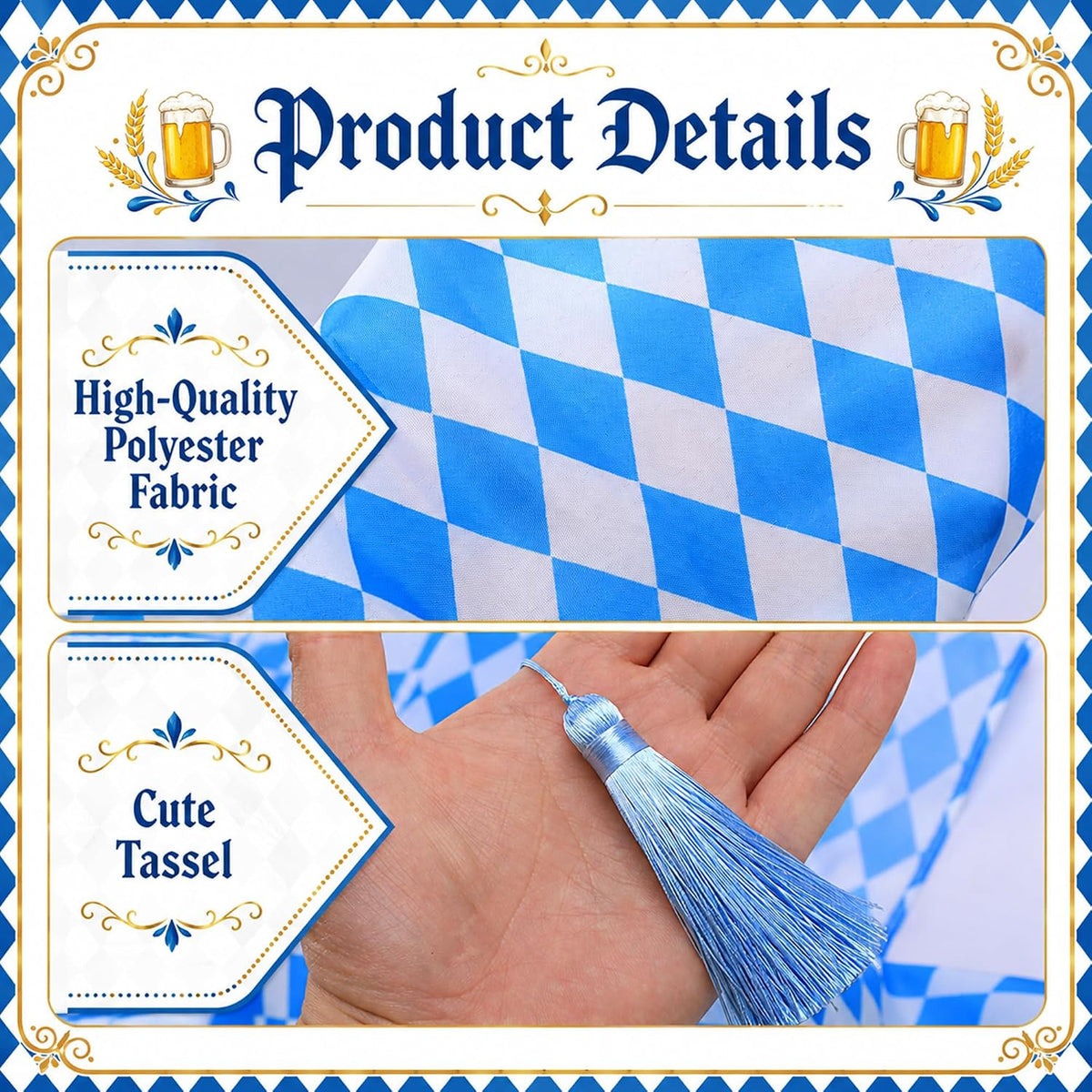 6 Pack 118'' x 12'' Oktoberfest Table Runner with Tassels