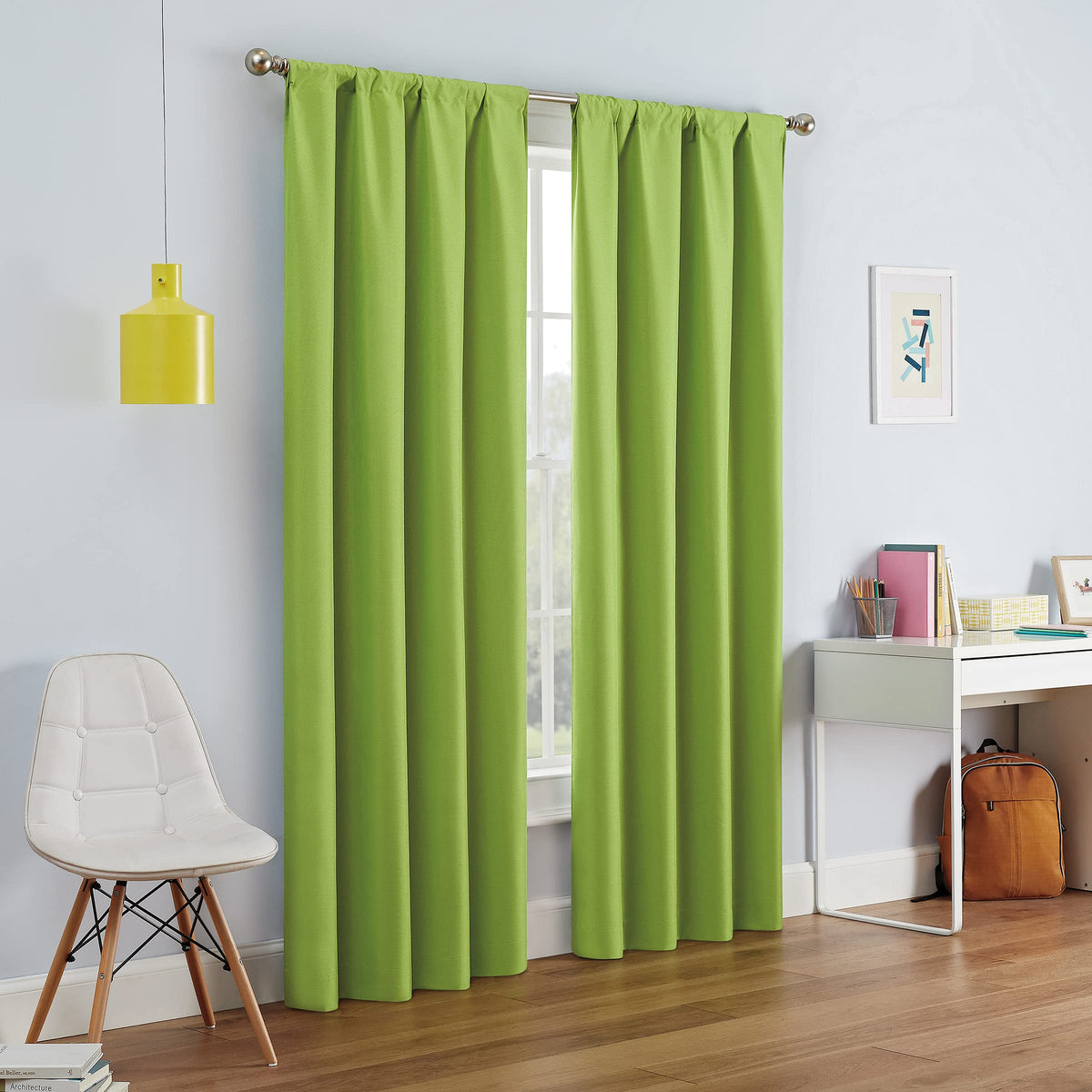 ECLIPSE Kendall Modern Blackout Thermal Rod Pocket Window Curtain for Bedroom or Living Room (1 Panel), 42 X 84, White