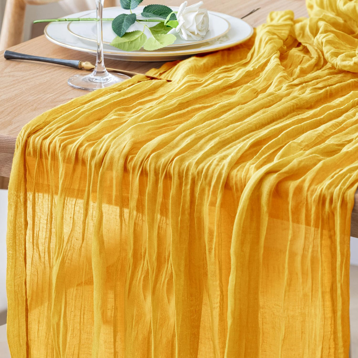 Cheesecloth Table Runner 10FT Blushing Pink Boho Gauze Sheer Runners