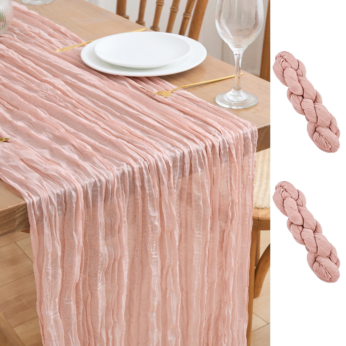 Asee'm Emerald Green Cheesecloth Table Runner Christmas Fall Rustic 10FT
