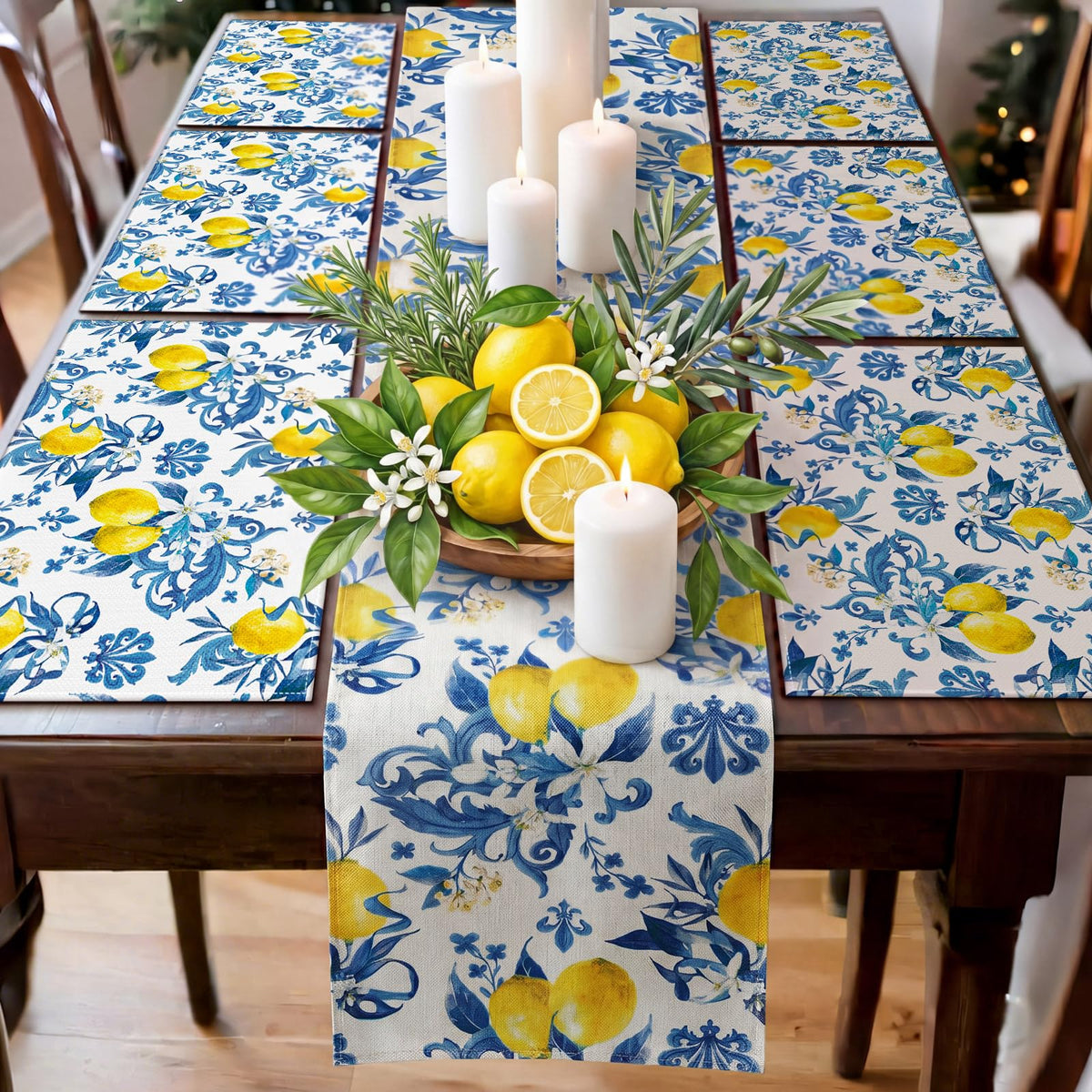 Patelai 7 Pcs Fall Table Runner and Placemats Set, Serve 6
