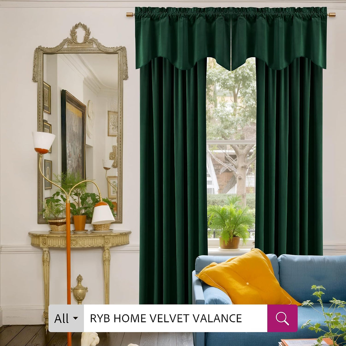 RYB HOME Green Velvet Blackout Curtains 84 inches for Bedroom Living Room
