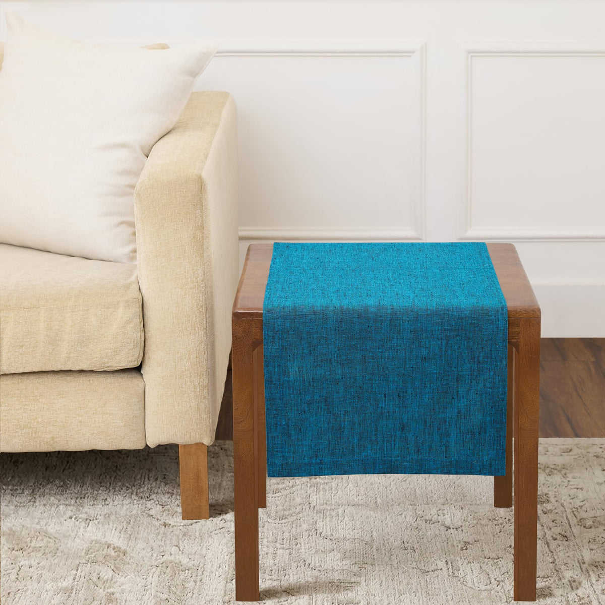 Solino Home 100% Pure Linen Table Runner Natural Long, Athena 14 x 108 in