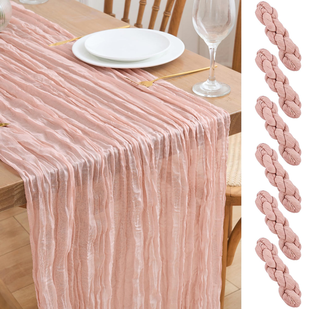 Asee'm Emerald Green Cheesecloth Table Runner Christmas Fall Rustic 10FT