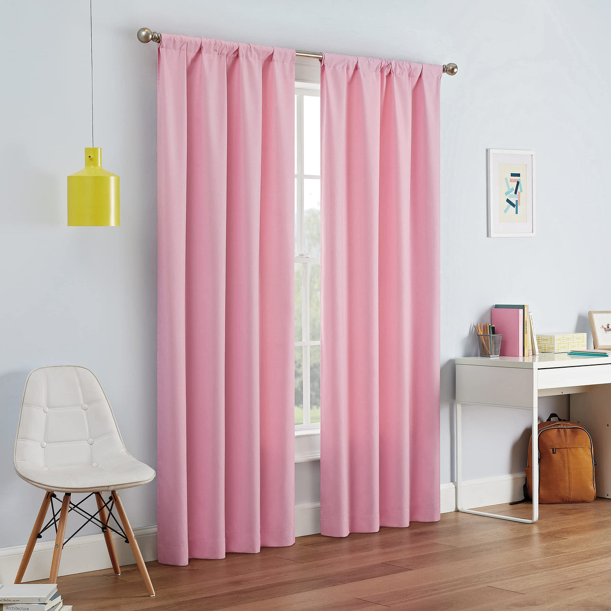 ECLIPSE Kendall Modern Blackout Thermal Rod Pocket Window Curtain for Bedroom or Living Room (1 Panel), 42 X 84, White