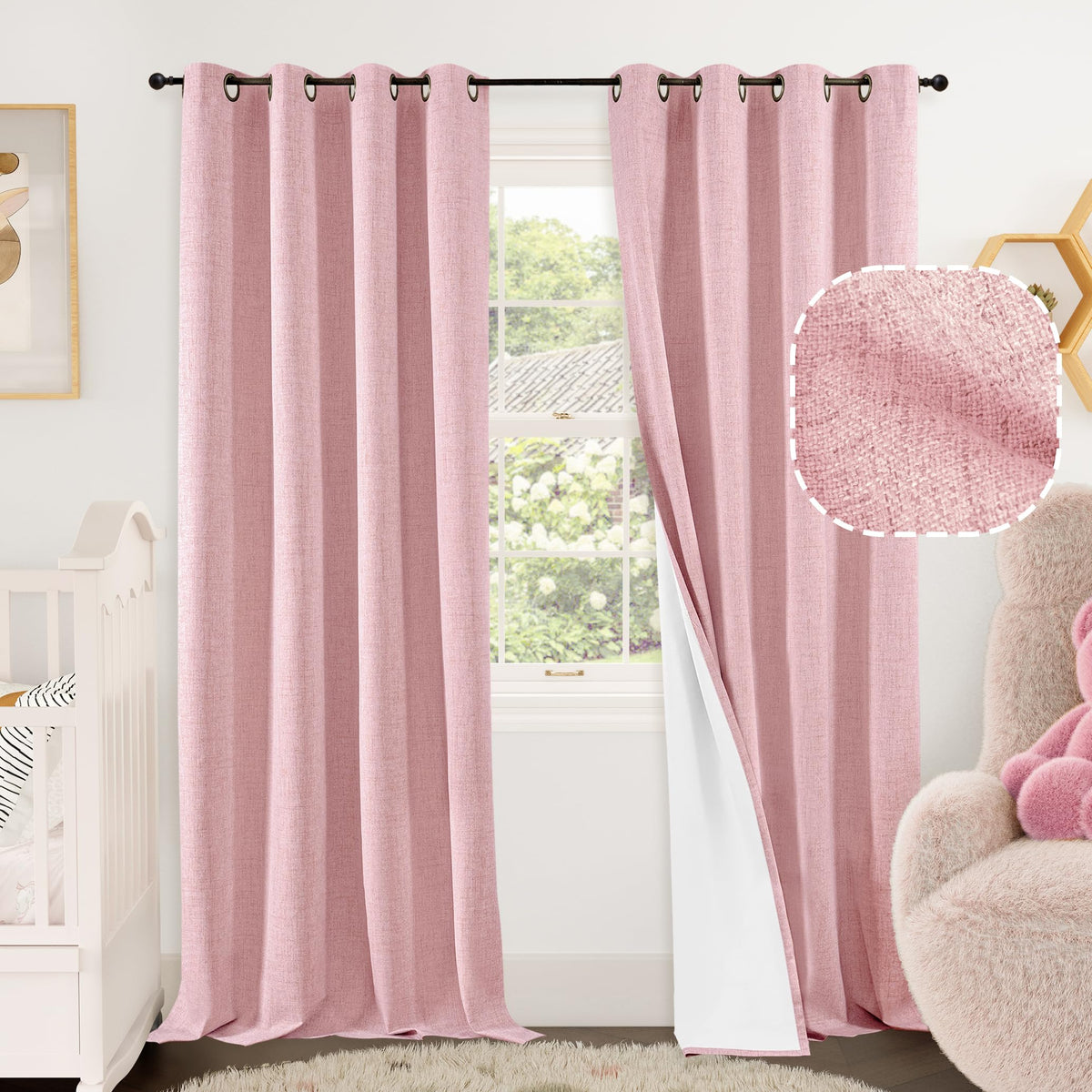 Lajode Natural Linen Blackout Curtains for Bedroom - 52x84 Inch 2 Panels