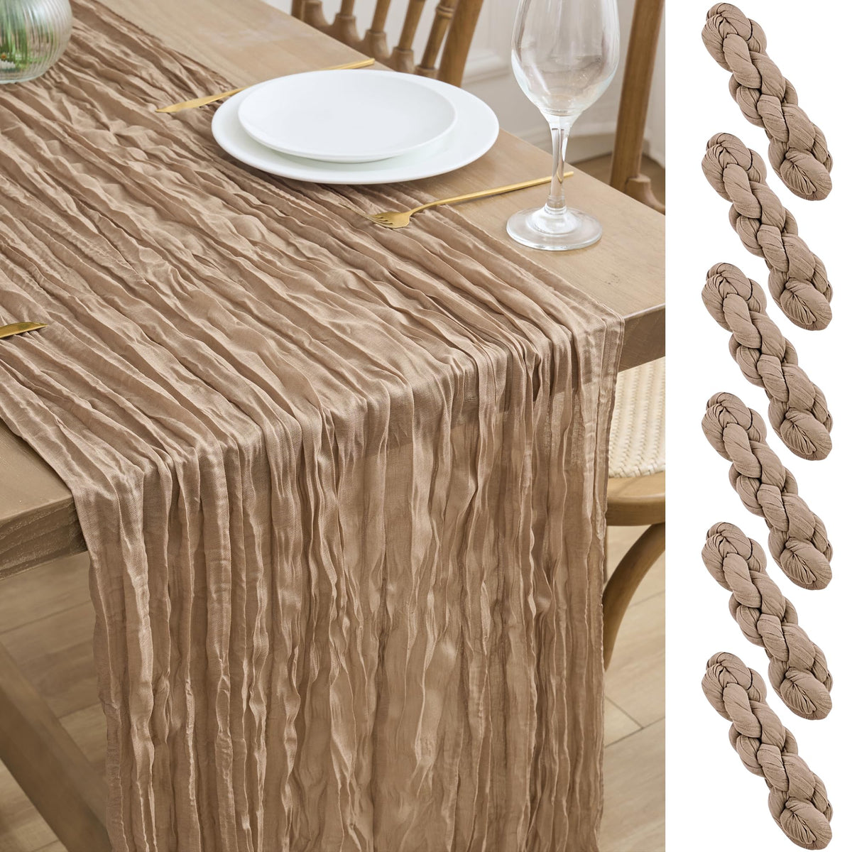 Asee'm Emerald Green Cheesecloth Table Runner Christmas Fall Rustic 10FT