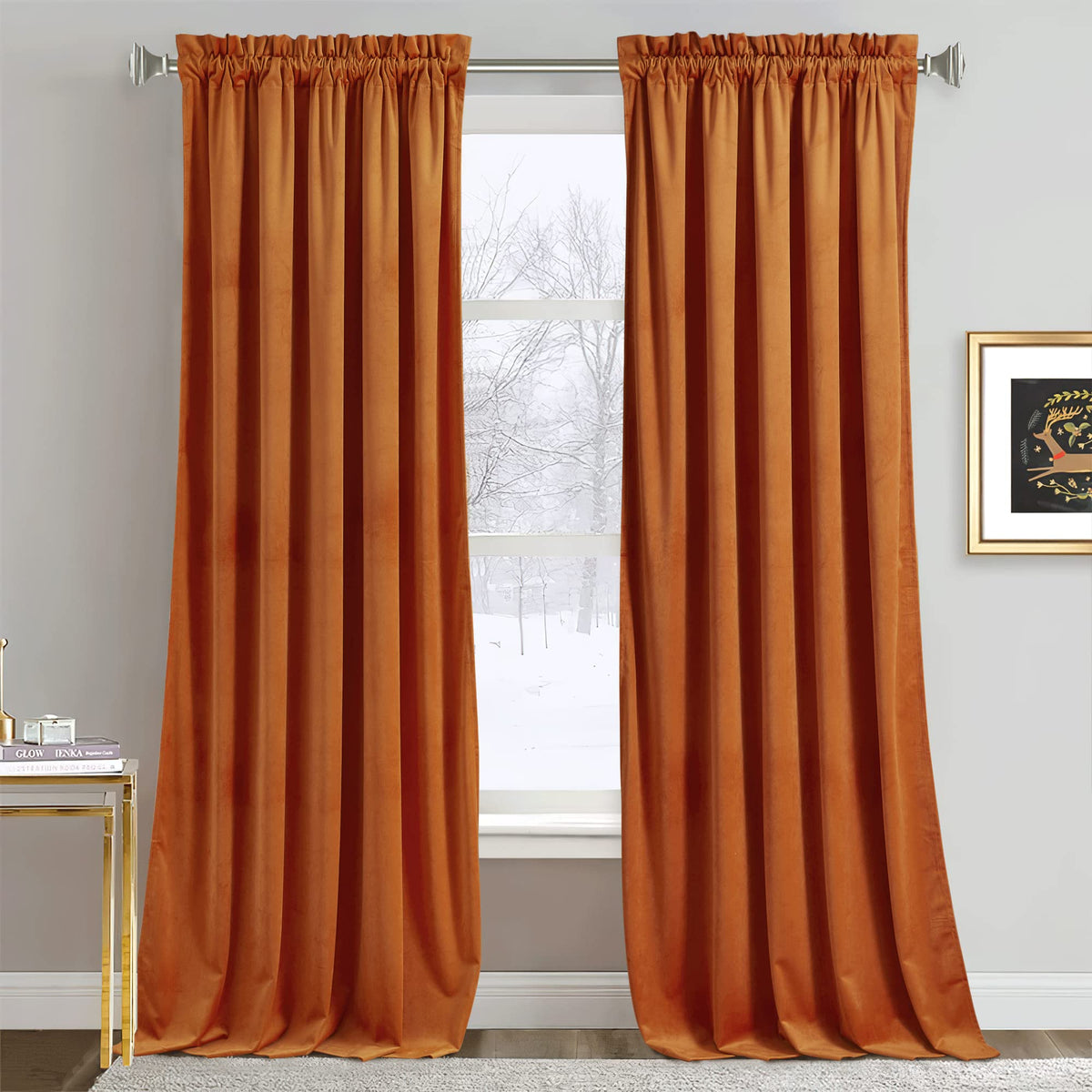 RYB HOME Green Velvet Blackout Curtains 84 inches for Bedroom Living Room