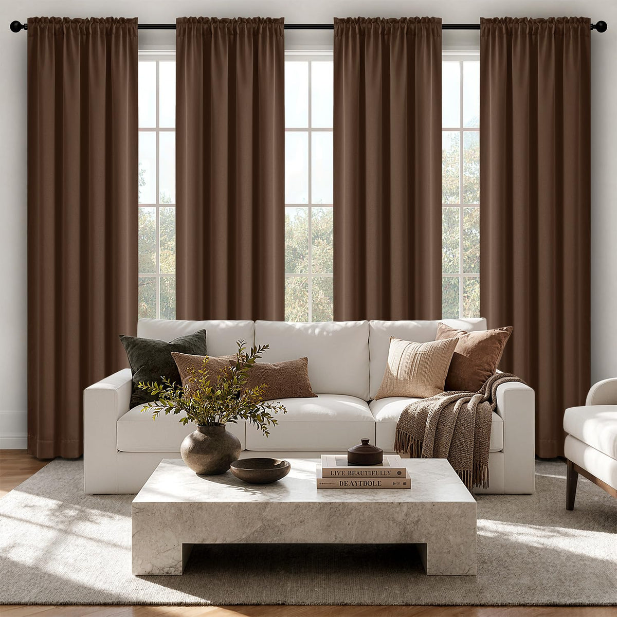 MIULEE Sage Green Blackout Curtains 63 Inch Length for Bedroom 4 Panels