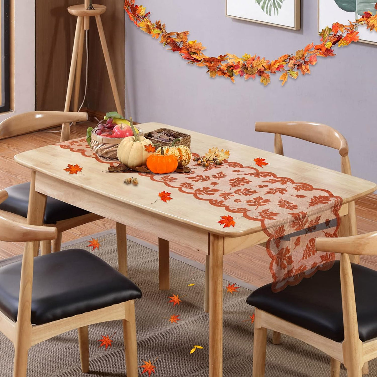 Attmu 2 Pack Thanksgiving Table Runner, Fall Table Runner Decor for Home