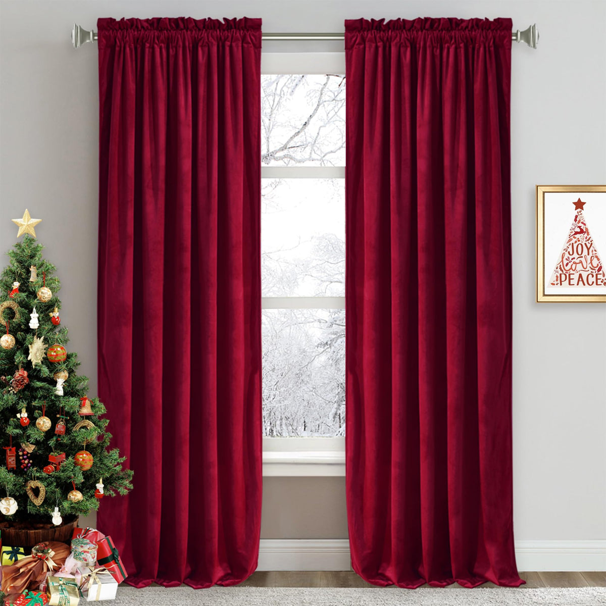 RYB HOME Green Velvet Blackout Curtains 84 inches for Bedroom Living Room