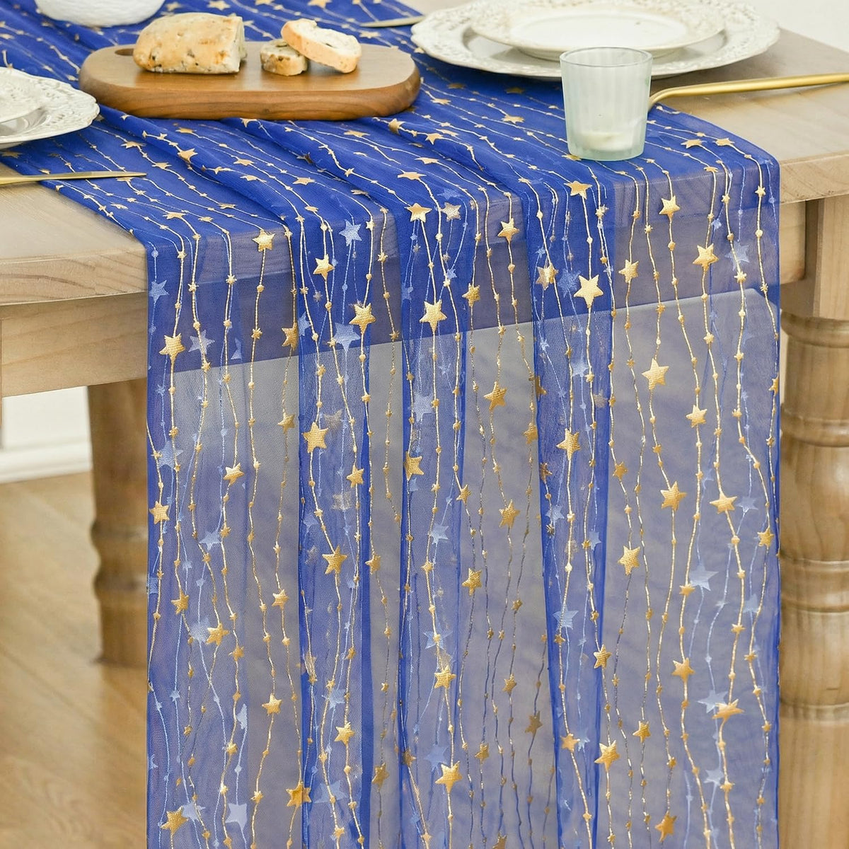Artoid Mode Stars Pink Gauze Table Runner 10FT, Glitter Metallic Foil Sheer Dining Wedding Anniversary Holiday Birthday Table Decor for Home Party