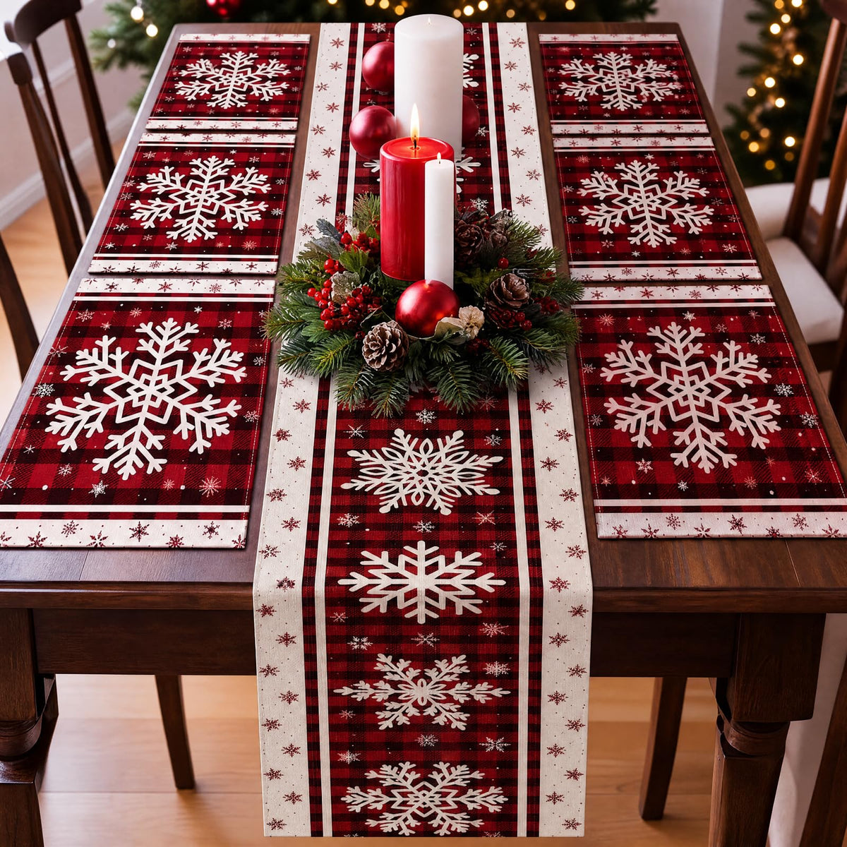 Patelai 7 Pcs Fall Table Runner and Placemats Set, Serve 6