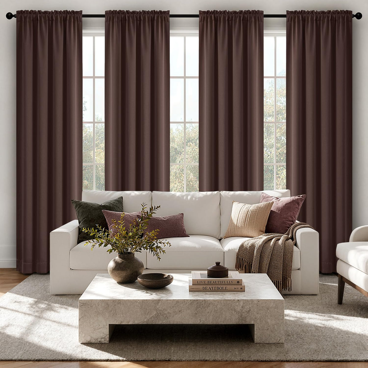 MIULEE Sage Green Blackout Curtains 63 Inch Length for Bedroom 4 Panels