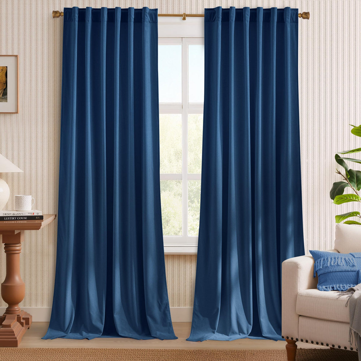 NICETOWN Christmas Blackout Olive Green Velvet Curtains, W52xL84, 2 Panels
