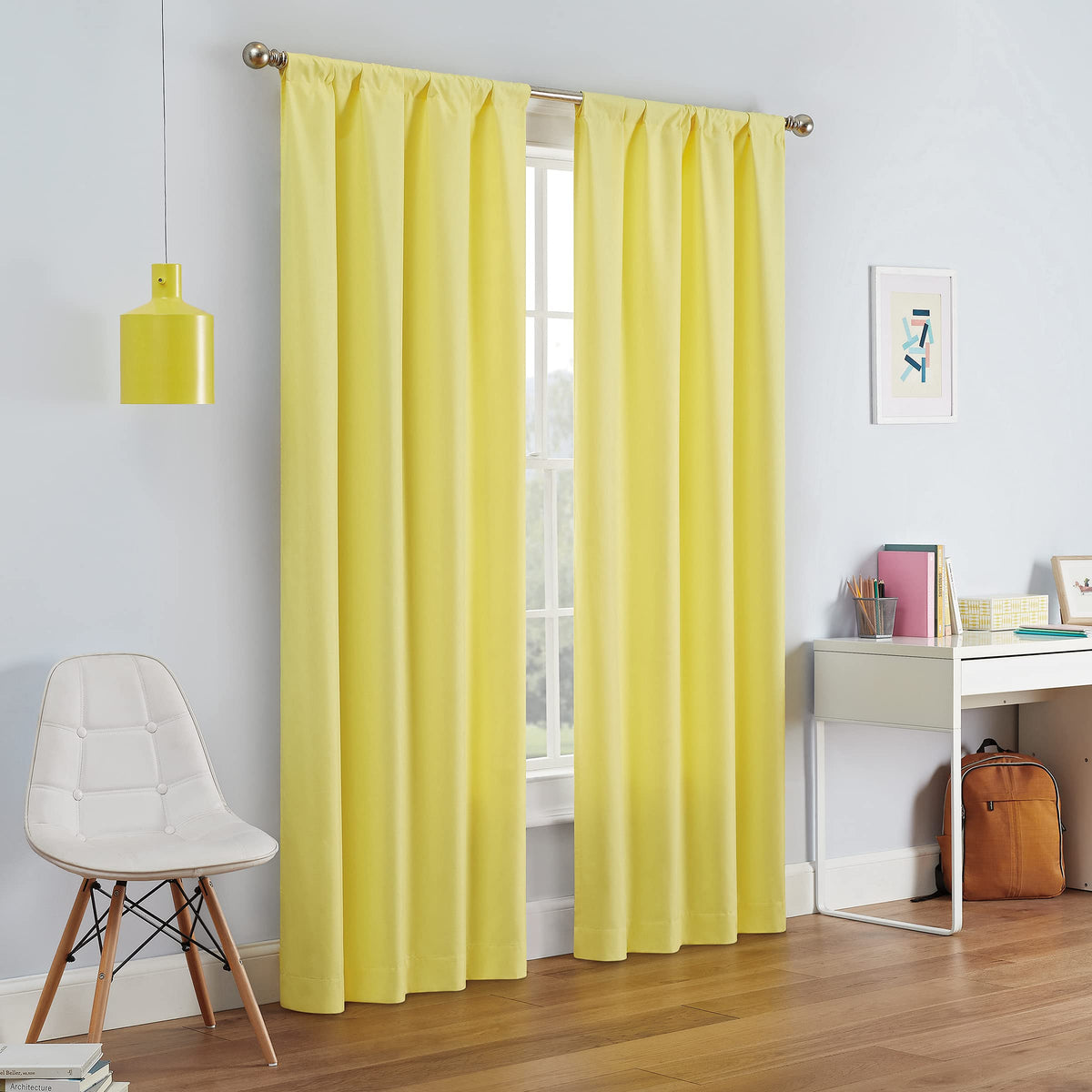 ECLIPSE Kendall Modern Blackout Thermal Rod Pocket Window Curtain for Bedroom or Living Room (1 Panel), 42 X 84, White