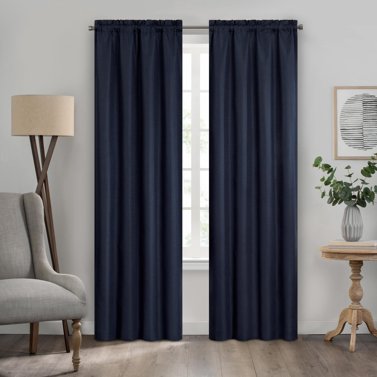 ECLIPSE Kendall Modern Blackout Thermal Rod Pocket Window Curtain for Bedroom or Living Room (1 Panel), 42 X 84, White