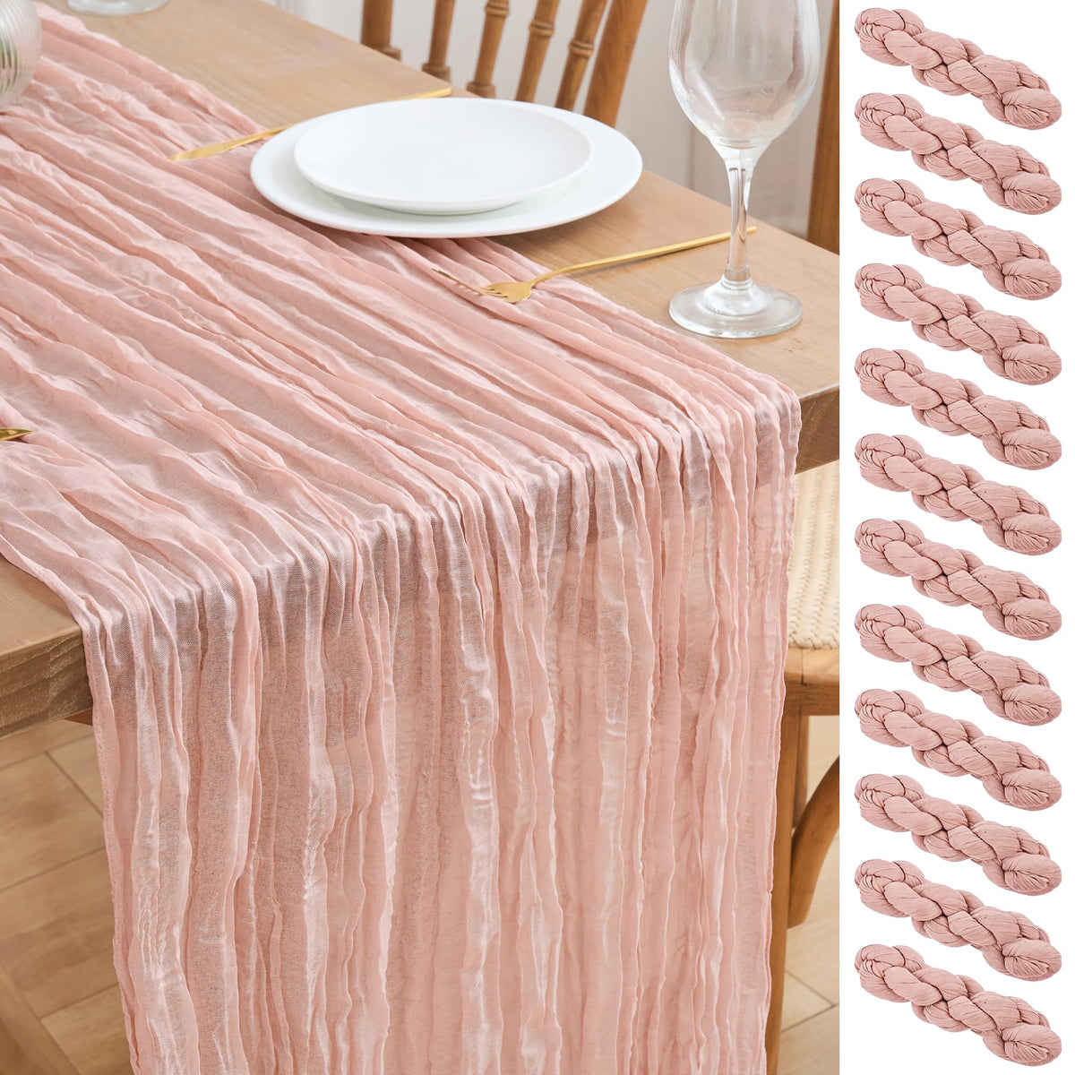 Asee'm Emerald Green Cheesecloth Table Runner Christmas Fall Rustic 10FT