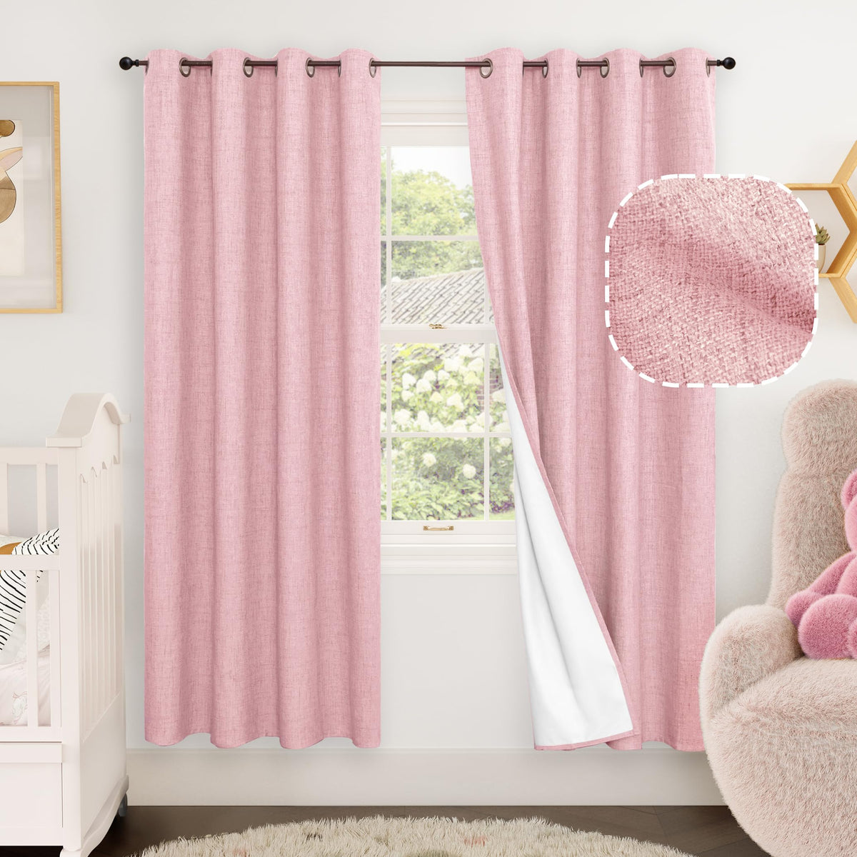Lajode Natural Linen Blackout Curtains for Bedroom - 52x84 Inch 2 Panels