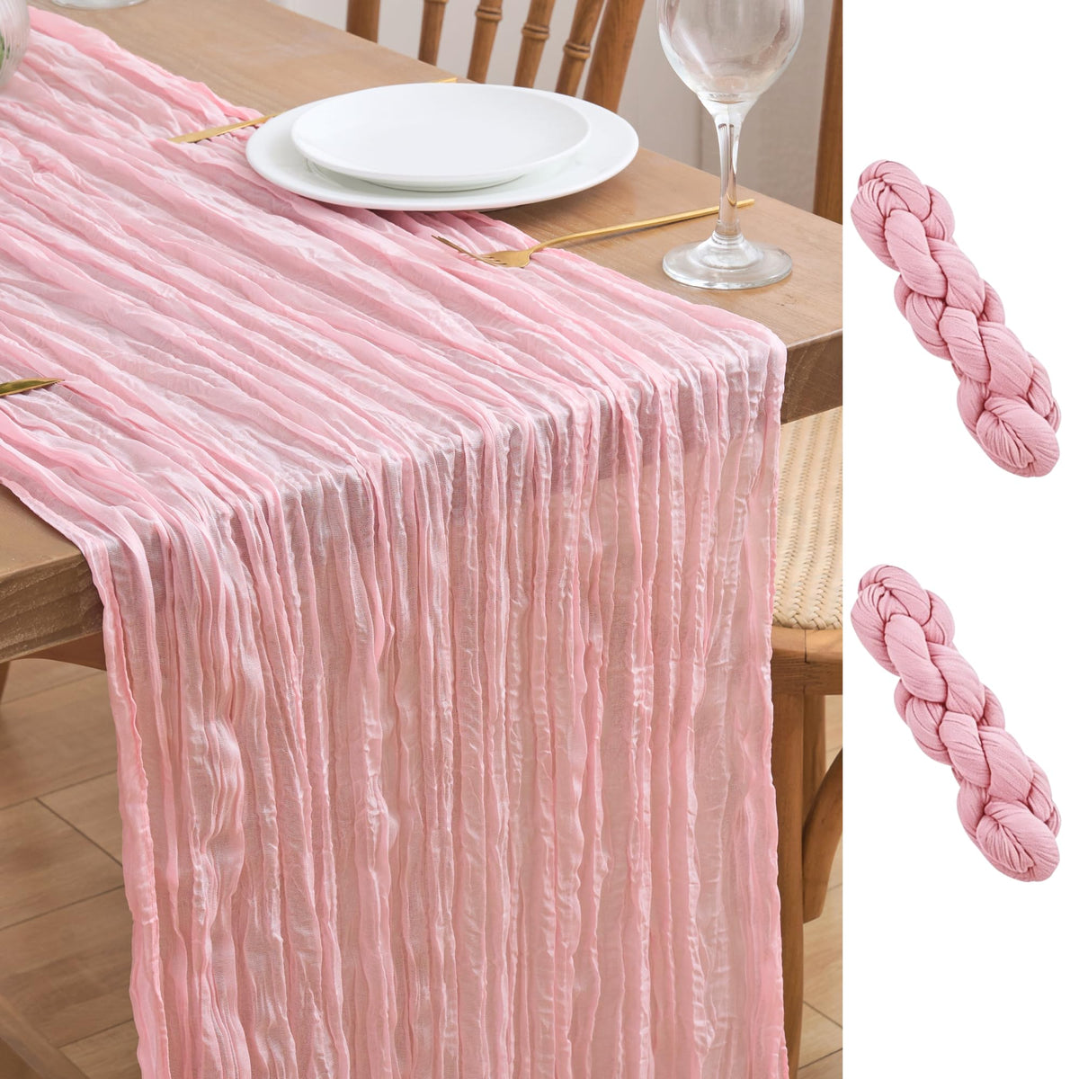 Asee'm Emerald Green Cheesecloth Table Runner Christmas Fall Rustic 10FT