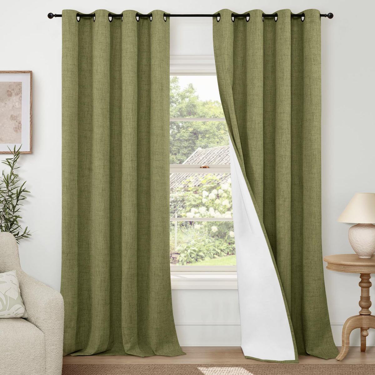 Lajode Natural Linen Blackout Curtains for Bedroom - 52x84 Inch 2 Panels