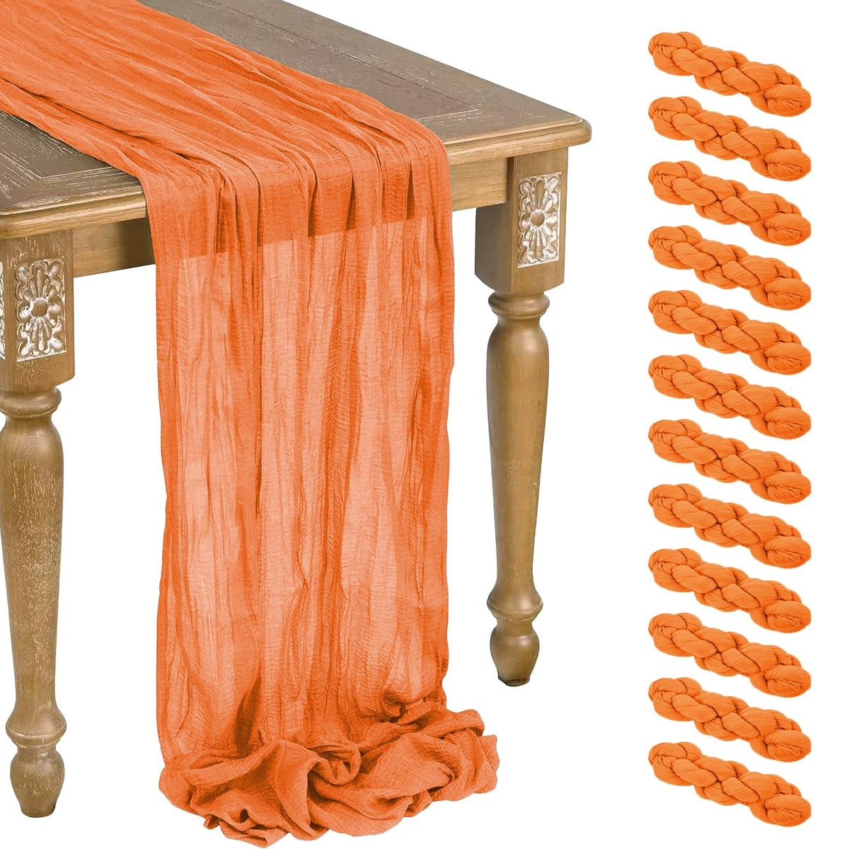 12 Pack Beige Cheesecloth Table Runner 10ft Boho Gauze Cheese Cloth Table Runner Rustic Sheer Runner 120 inch Long for Christmas Wedding Bridal Baby Shower Birthday Table Decorations