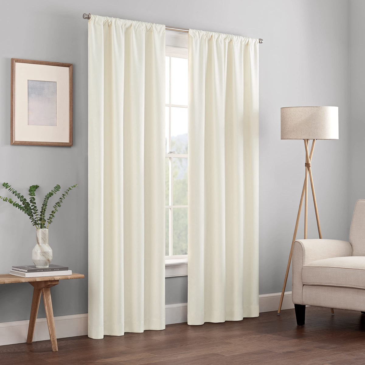 ECLIPSE Kendall Modern Blackout Thermal Rod Pocket Window Curtain for Bedroom or Living Room (1 Panel), 42 X 84, White