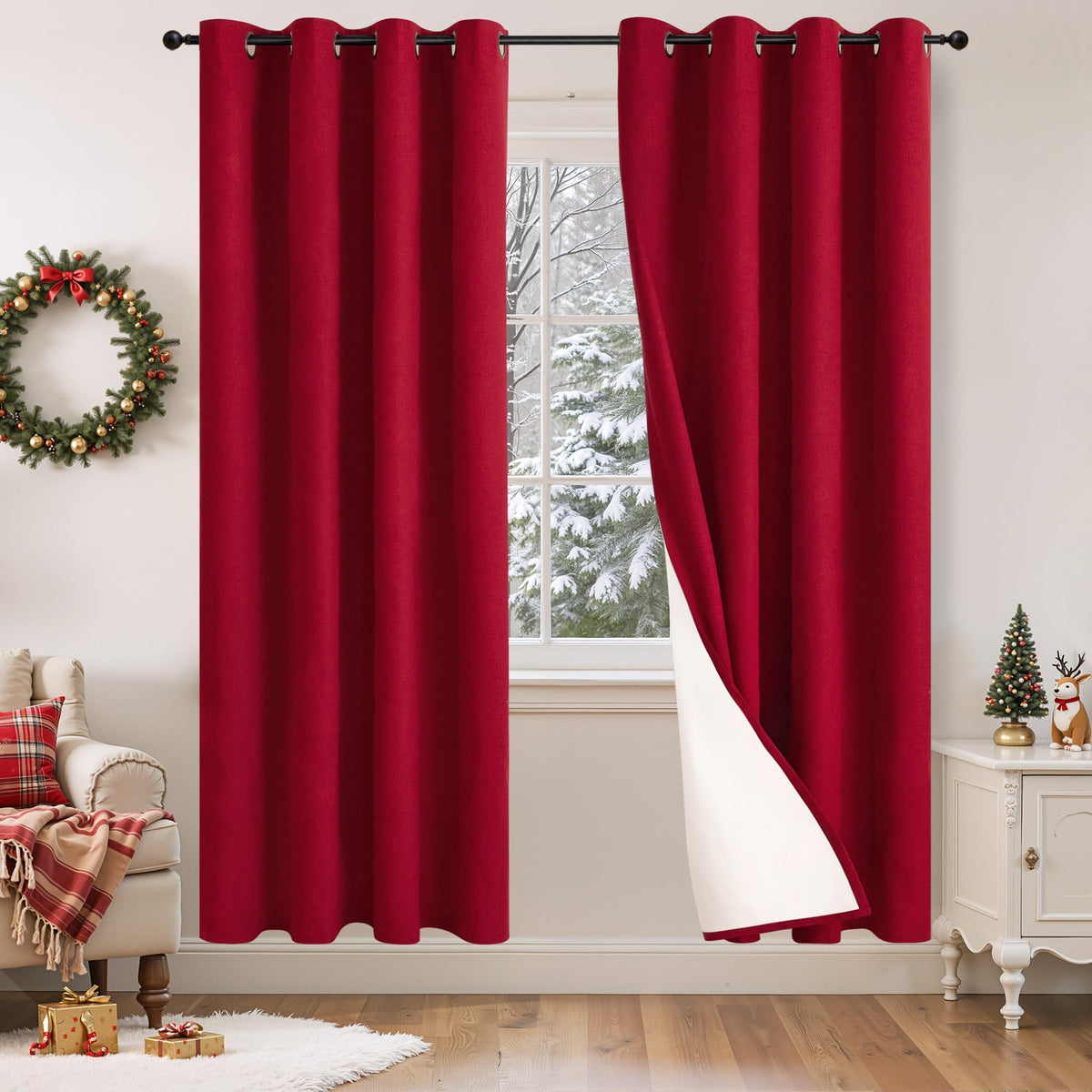 Lajode Natural Linen Blackout Curtains for Bedroom - 52x84 Inch 2 Panels