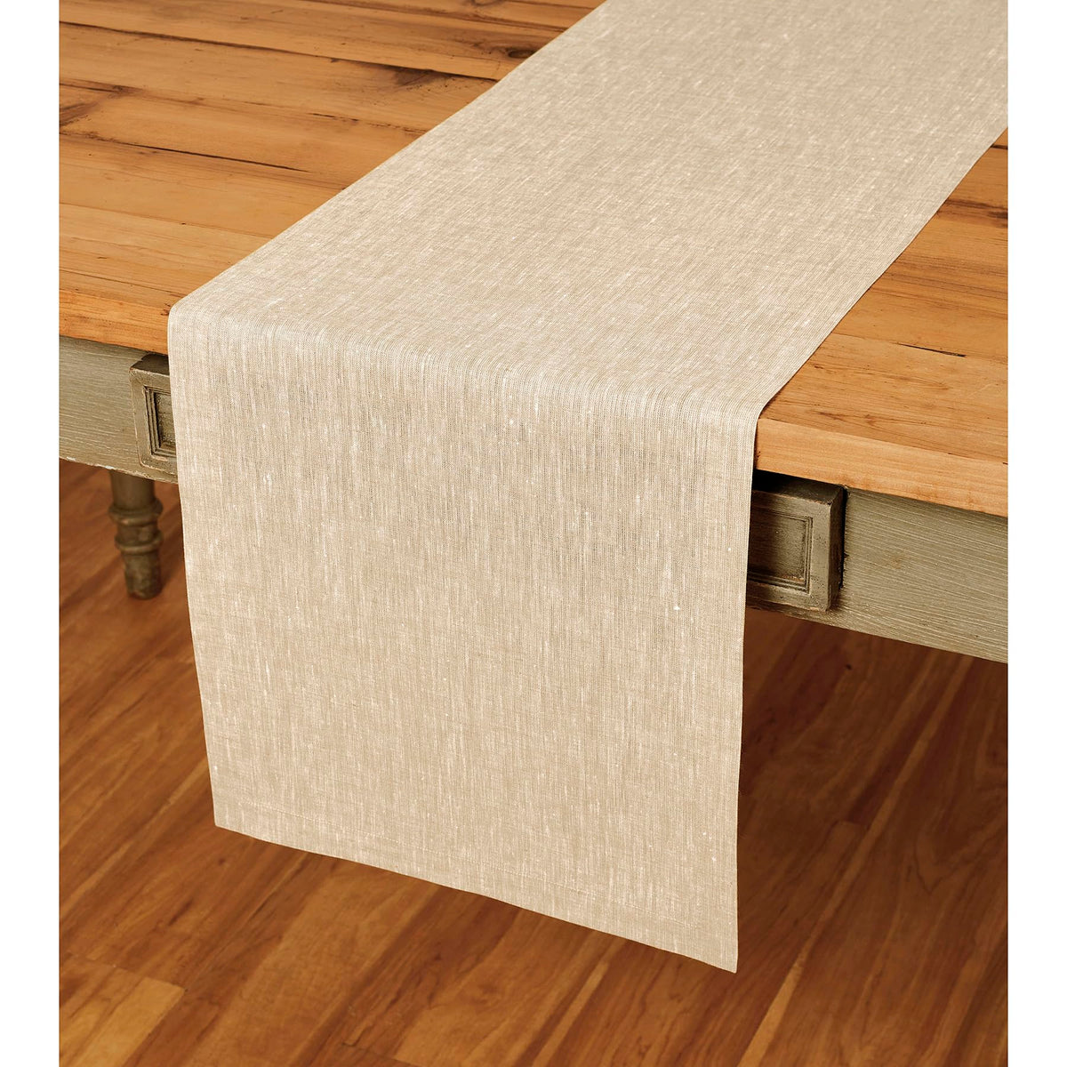 Solino Home 100% Pure Linen Table Runner Natural Long, Athena 14 x 108 in