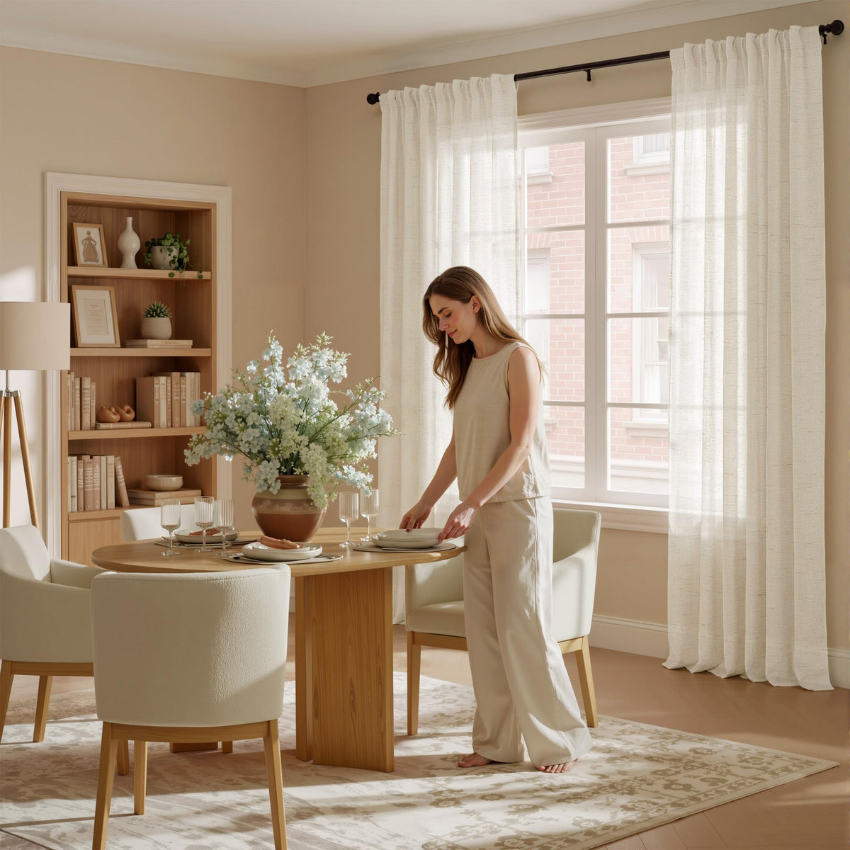 NICETOWN Natural Linen Curtains 70 Inches Length, 2 Panels, W37 x L70