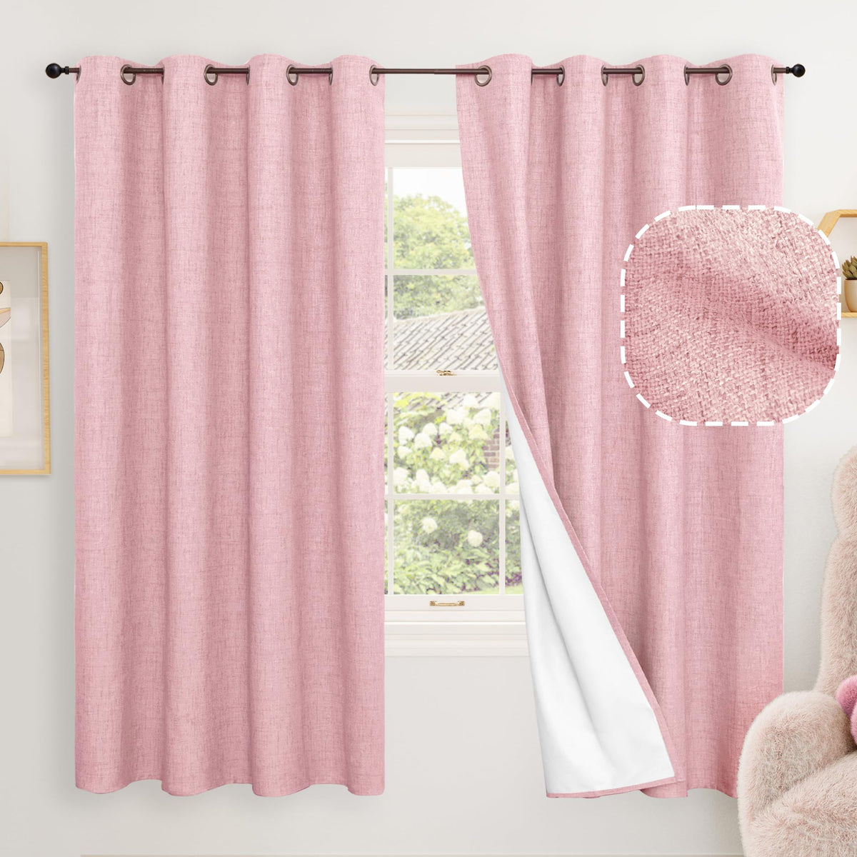 Lajode Natural Linen Blackout Curtains for Bedroom - 52x84 Inch 2 Panels