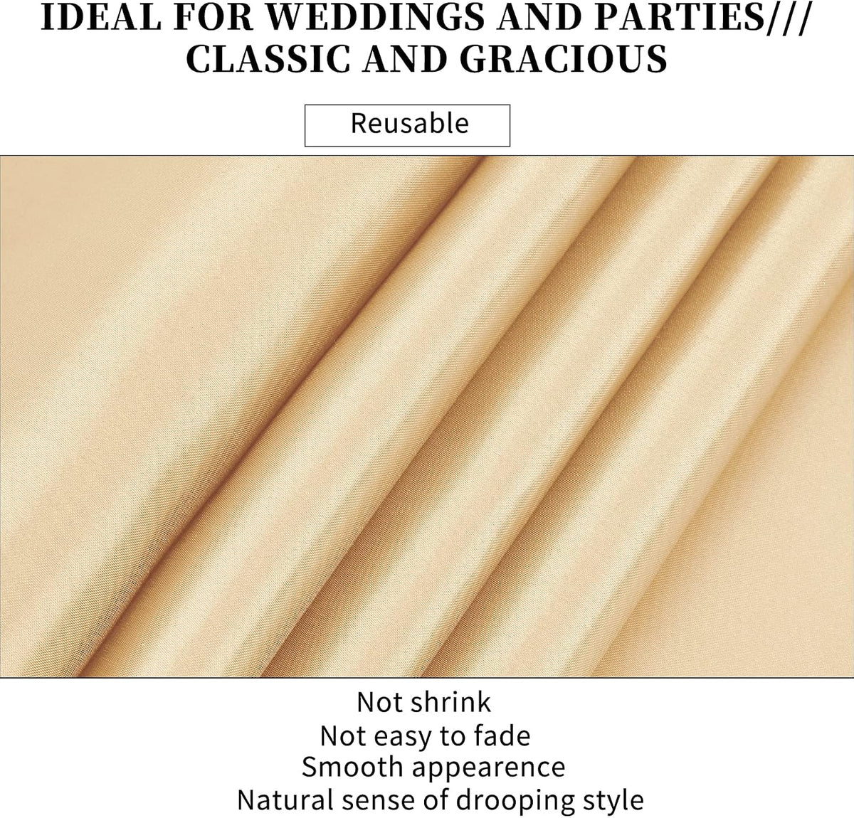 10-Pack Champagne 12 x 108 inches Long Premium Satin Table Runner