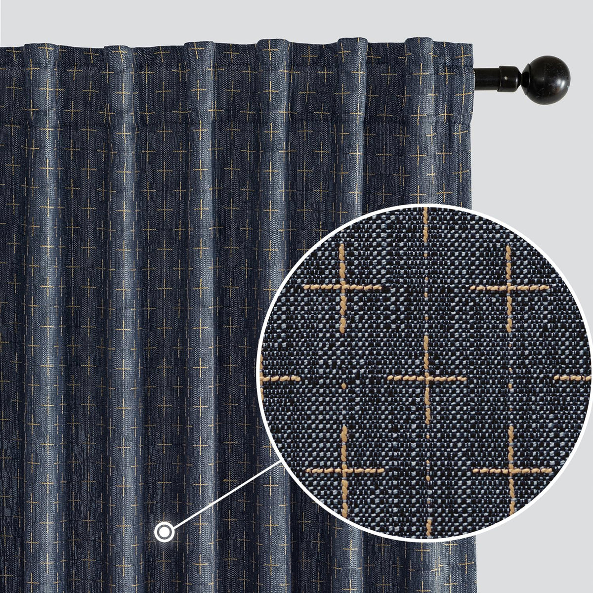 MIULEE Christmas Farmhouse Linen Curtains, Back Tab, 52Wx84L, Olive Green