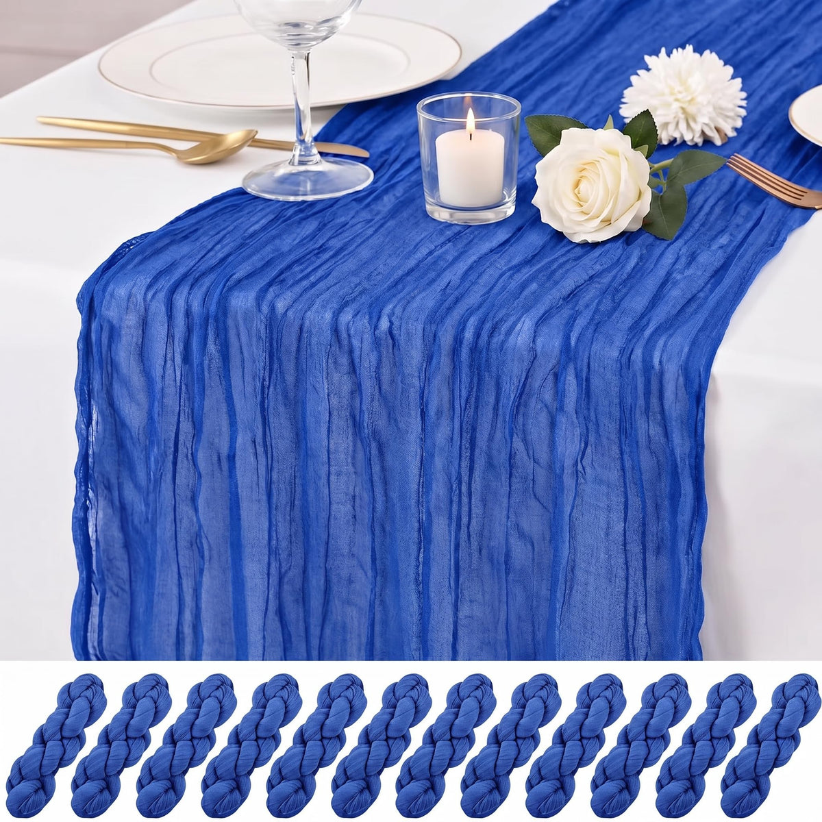 12 Pack Dusty Rose Cheesecloth Table Runner 17x108 Inch Boho Rustic Semi Sheer Gauze Cheese Cloth Table Runner for Wedding Bridal Shower Baby Shower Party Farmhouse Dining Table Decor